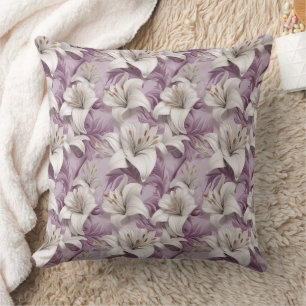 3d white pink purple lilies cushion