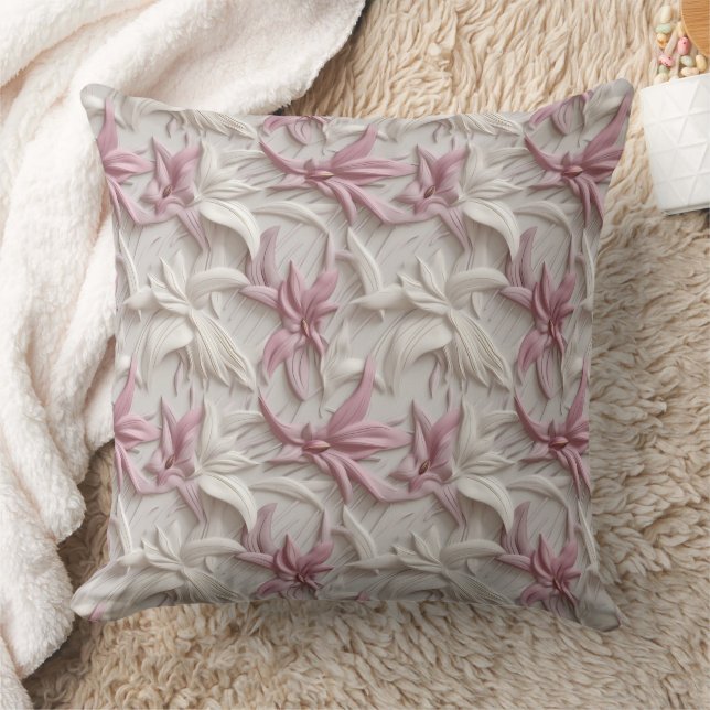 3d white pink purple lilies  cushion (Blanket)