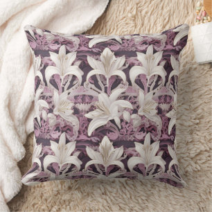 3d white pink purple lilies cushion