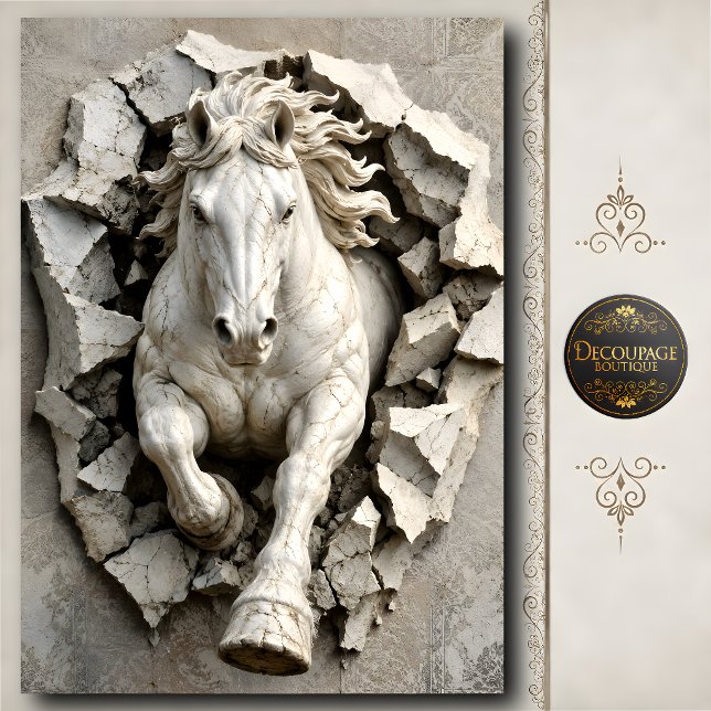 3D White Stone Horse Wall Sculpture Tissue Paper (3D White Stone Horse Wall Sculpture Tissue Paper)