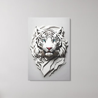 3d white tiger art canvas print