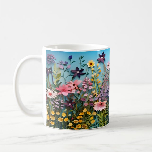 3D Wild Flowers design Coffee Mug (Left)