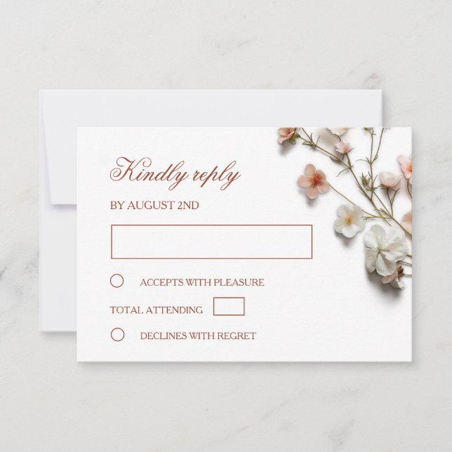 3D Wildflowers Wedding RSVP Card (Front)