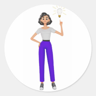 3D Woman Great Idea Light Bulb Creative Sticker