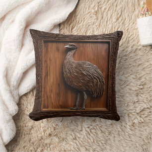 3d Wood Australian Emu Print, Cushion