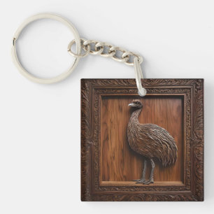 3d Wood Australian Emu Print, Key Ring