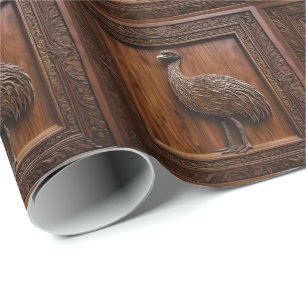 3d Wood Australian Emu Print, Wrapping Paper