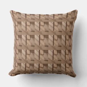 3D Wooden Block Pattern with Light Brown Grain and Cushion
