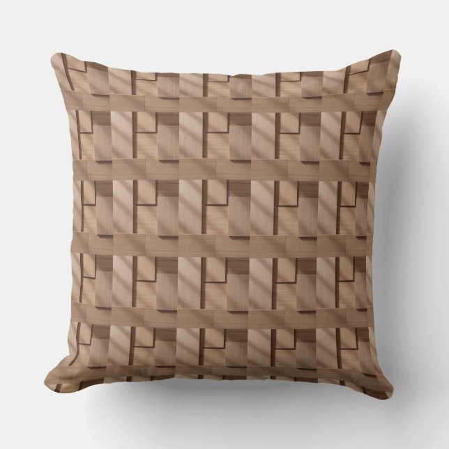 3D Wooden Block Pattern with Light Brown Grain and Cushion (Front)