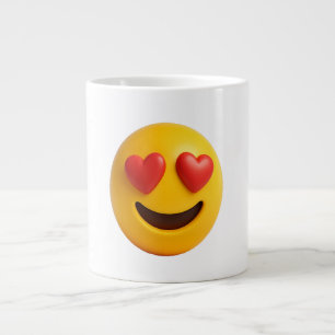 3d yellow smiling emoji face with heart shaped eye large coffee mug