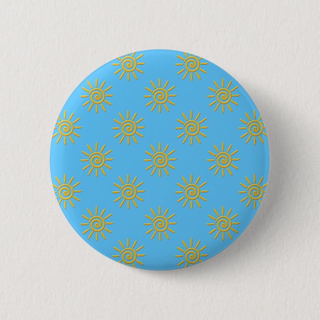 3D Yellow Sun Drawing Pattern 6 Cm Round Badge (Front)