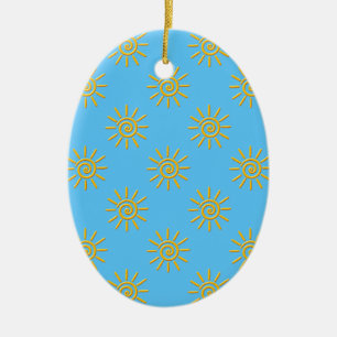 3D Yellow Sun Drawing Pattern Ceramic Tree Decoration