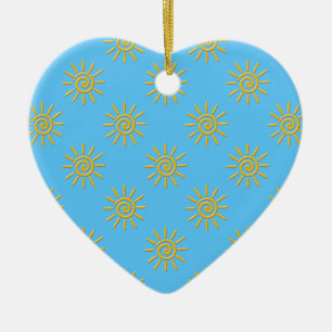 3D Yellow Sun Drawing Pattern Ceramic Tree Decoration