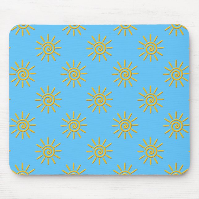 3D Yellow Sun Drawing Pattern Mouse Pad (Front)