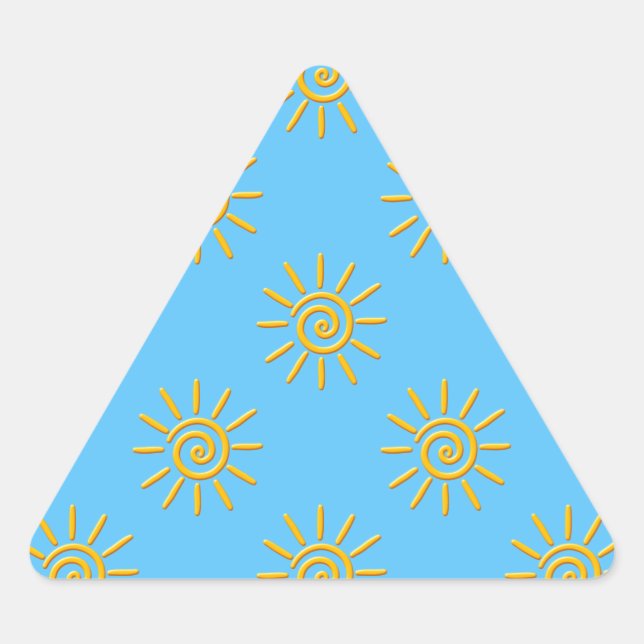 3D Yellow Sun Drawing Pattern Triangle Sticker (Front)
