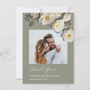3D Yellow White Roses Thank You Card