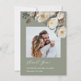 3D Yellow White Roses Thank You Card