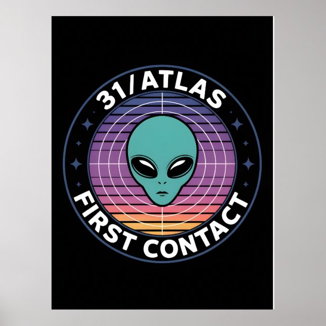 3I Atlas Glitch Style Sci Fi Retro Space Funny  Poster (Front)