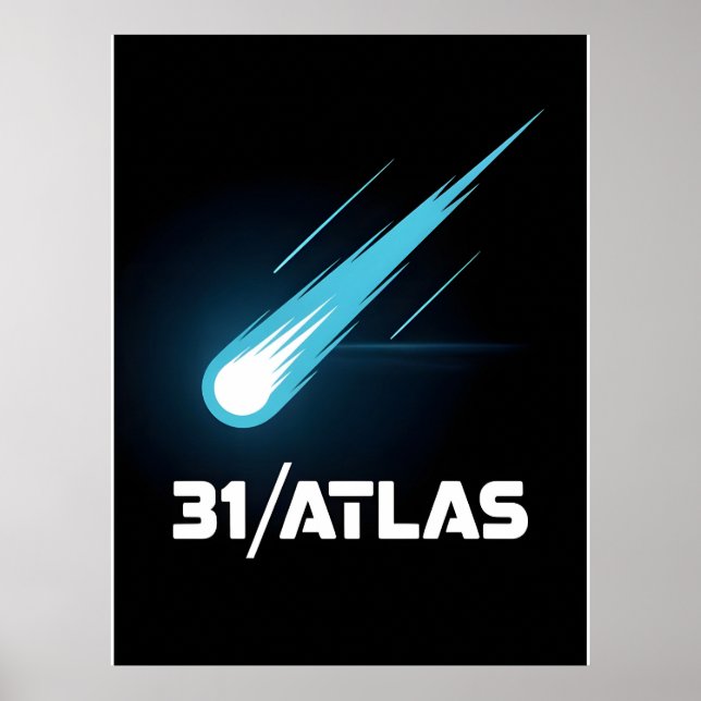 3I Atlas Glitch Style Sci Fi Retro Space Funny  Poster (Front)