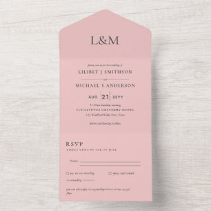 3in1 Rose Quartz Pink Text Only Wedding Invite