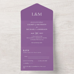 3in1 Violet Berry Text Only Wedding Invite RSVP