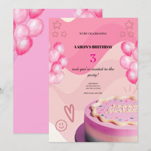 3nd Birthday Invitation – Cute & Customisable Part