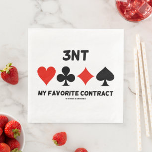 3NT My Favorite Contract Four Card Suits Bridge Napkin
