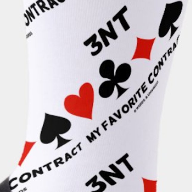 3NT My Favourite Contract Four Card Suits Bridge Socks (Creator Uploaded)