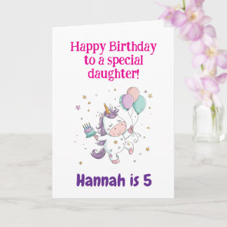 3rd, 4th, 5th, 6th Birthday Daughter, Unicorn, Card