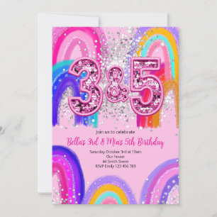 3rd and 5th Sisters Birthday Invitation