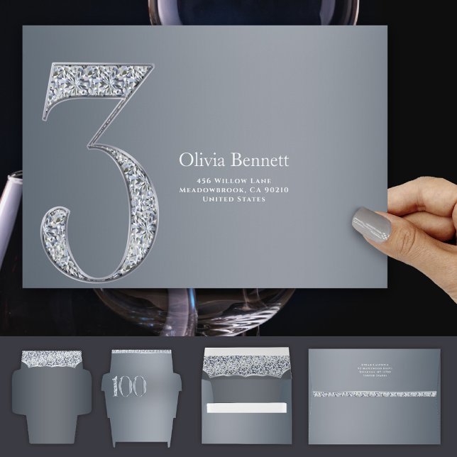 3rd Anniversary Diamond Number Three Silver Gray Envelope (Creator Uploaded)