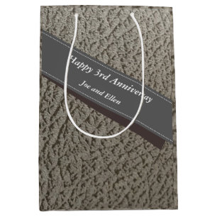 3rd Anniversary, Faux Leather Medium Gift Bag