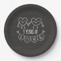 3rd Anniversary Gift Chalk Hearts