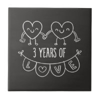 3rd Anniversary Gift Chalk Hearts