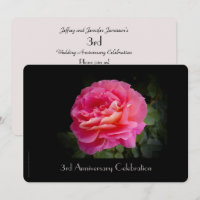 3rd Anniversary Party Elegant Classy Pink Rose
