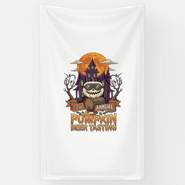 3rd Annual Pumpkin Beer Tasting Halloween Haunted  Banner (Vertical)