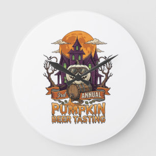 3rd Annual Pumpkin Beer Tasting Halloween Haunted  Large Clock