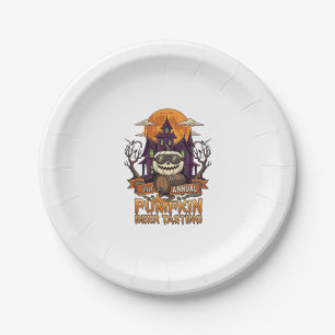 3rd Annual Pumpkin Beer Tasting Halloween Haunted  Paper Plate