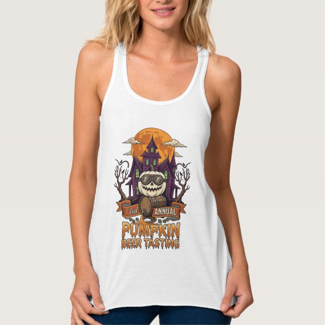 3rd Annual Pumpkin Beer Tasting Halloween Haunted  Singlet (Front)