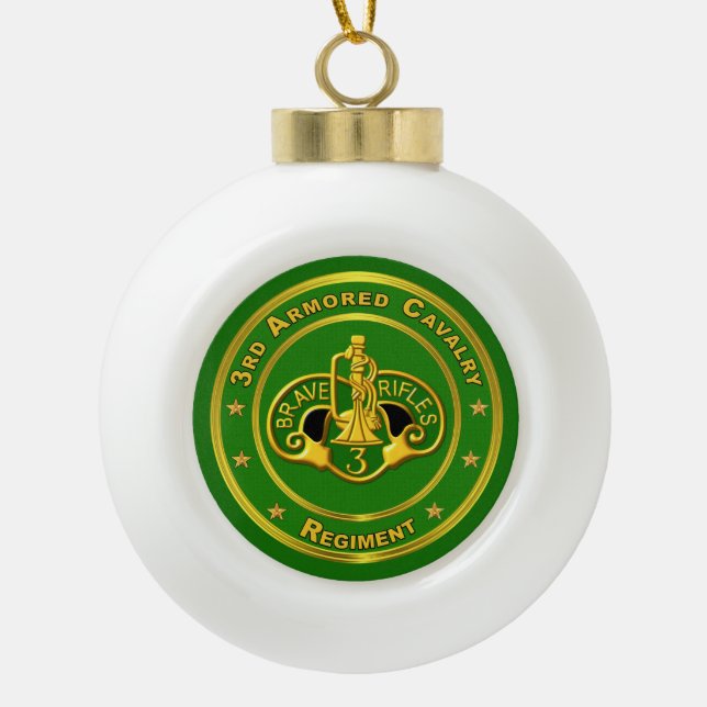 3rd Armoured Cavalry Regiment Ceramic Ball Christmas Ornament (Front)