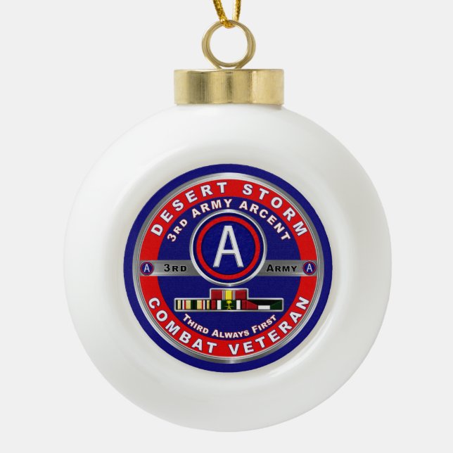 3rd Army ARCENT Desert Storm Veteran  Ceramic Ball Christmas Ornament (Front)