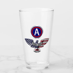3rd Army Eagle with Patch Glass Tumbler