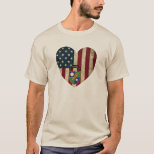 3rd Battalion  75th Ranger Reg American Heart Flag T-Shirt