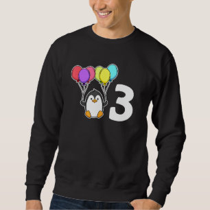 3rd Birthday 3 Three Girls And Boys Penguin Balloo Sweatshirt