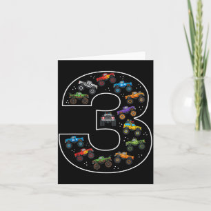 3rd Birthday 3 Year Old Car Boys Monster Truck  Card