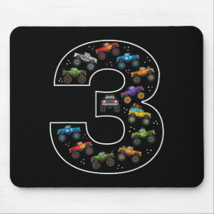 3rd Birthday 3 Year Old Car Boys Monster Truck Mouse Pad