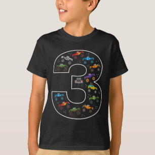 3rd Birthday 3 Year Old Car Boys Monster Truck T-Shirt