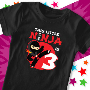 3rd Birthday 3 Year Old Kids Party Little Ninja 3 T-Shirt