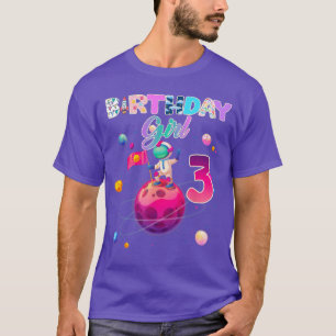 3rd Birthday 3 Years Old Astronaut Space Galay Gir T-Shirt