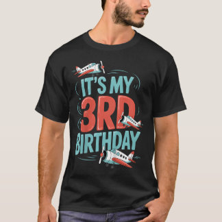 3Rd Birthday Aeroplane Plane Pilot Toddler Boys 3 T-Shirt